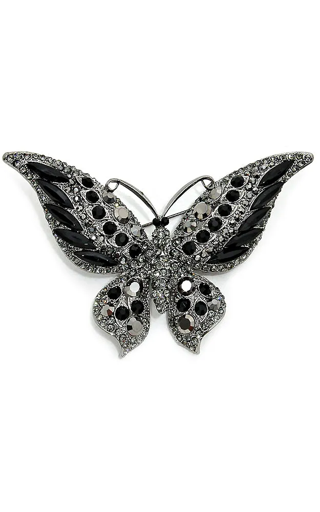 06263 Black Crystal butterfly brooch