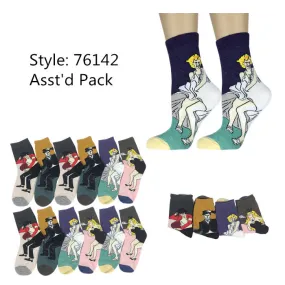 12pack Women's Cute Art Cartoon Colorful Casual Crew Cotton Animal Socks # 76142