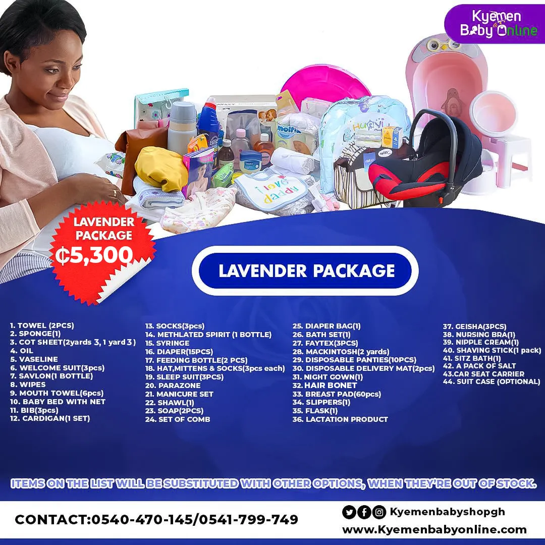 44 - Items Hospital Delivery List Package For Mother And Baby In Ghana (Lavender)