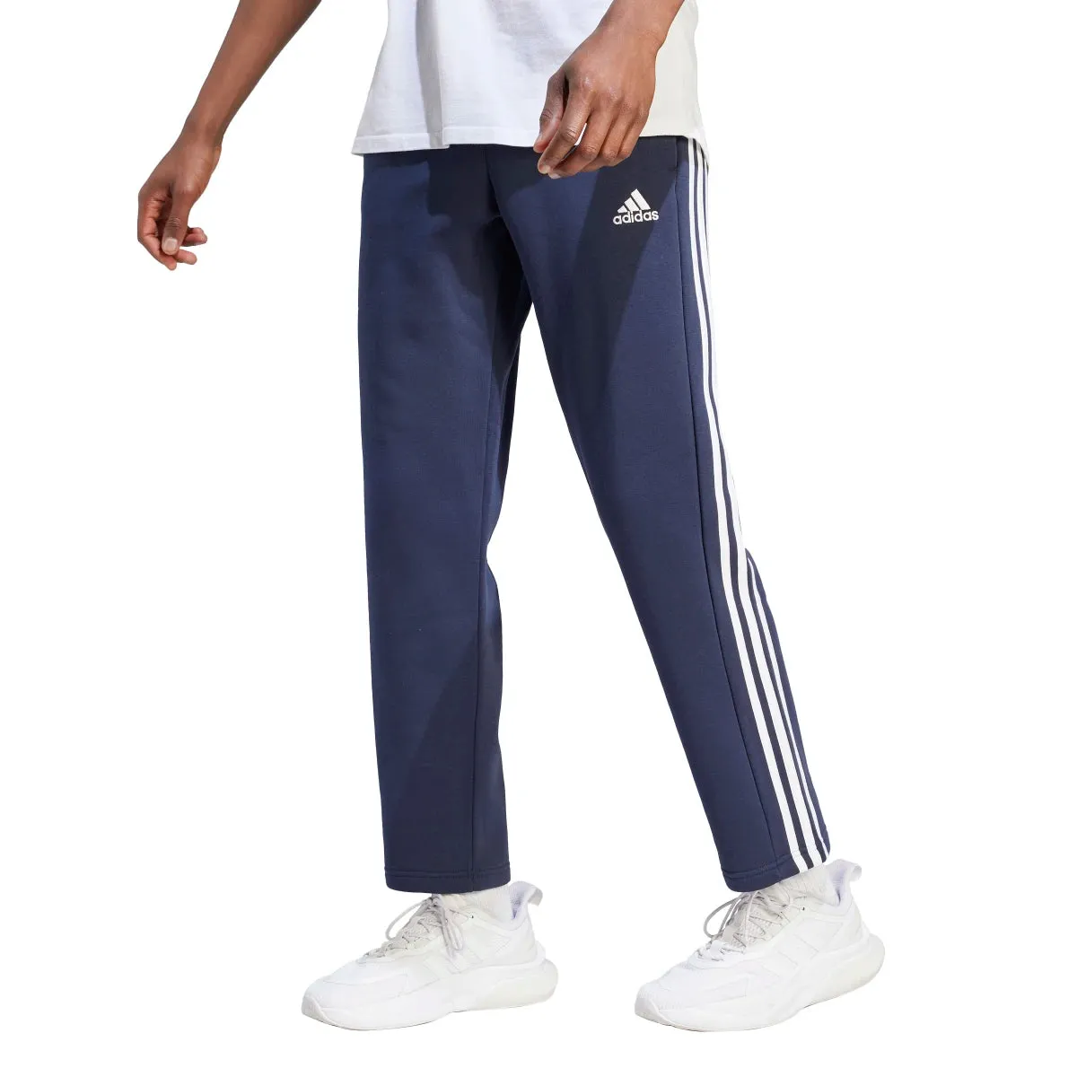 adidas Men's Essentials 3-Stripes Open Hem Fleece Joggers