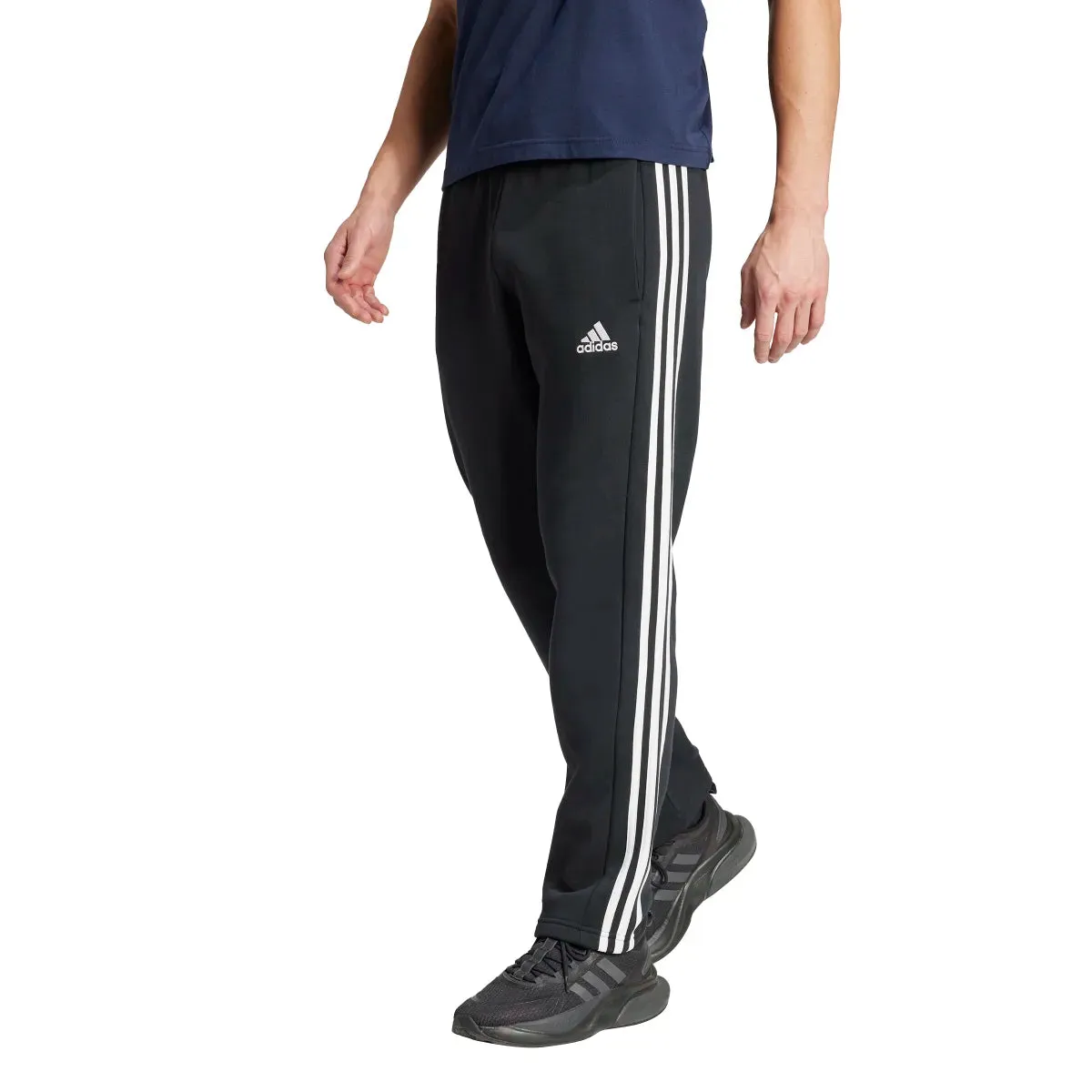 adidas Men's Essentials 3-Stripes Open Hem Fleece Joggers