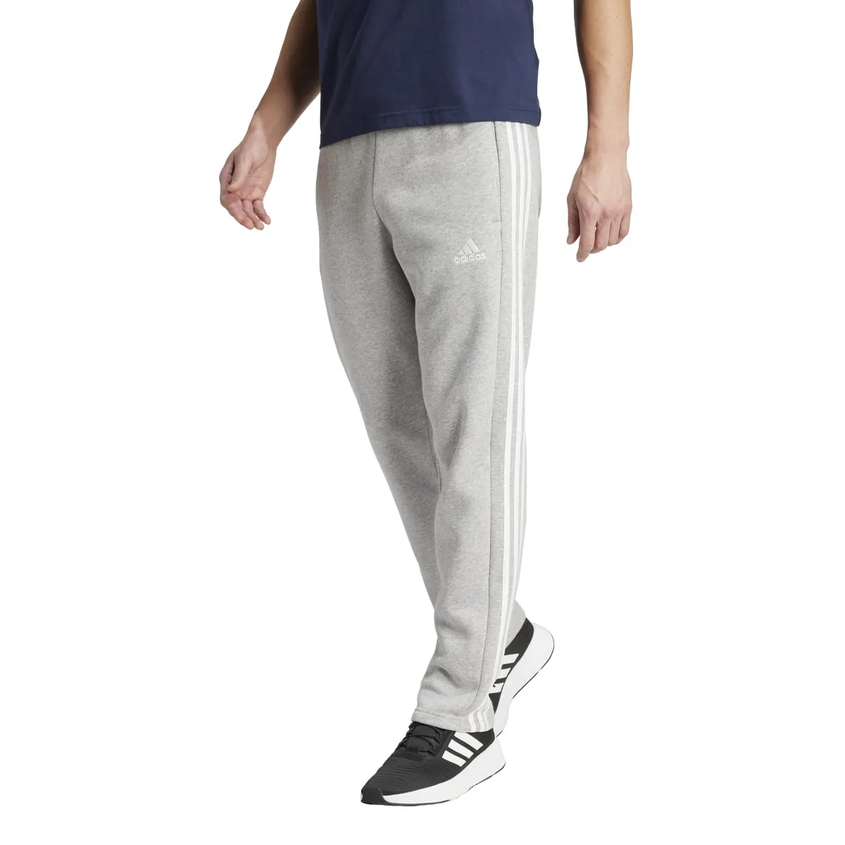 adidas Men's Essentials 3-Stripes Open Hem Fleece Joggers