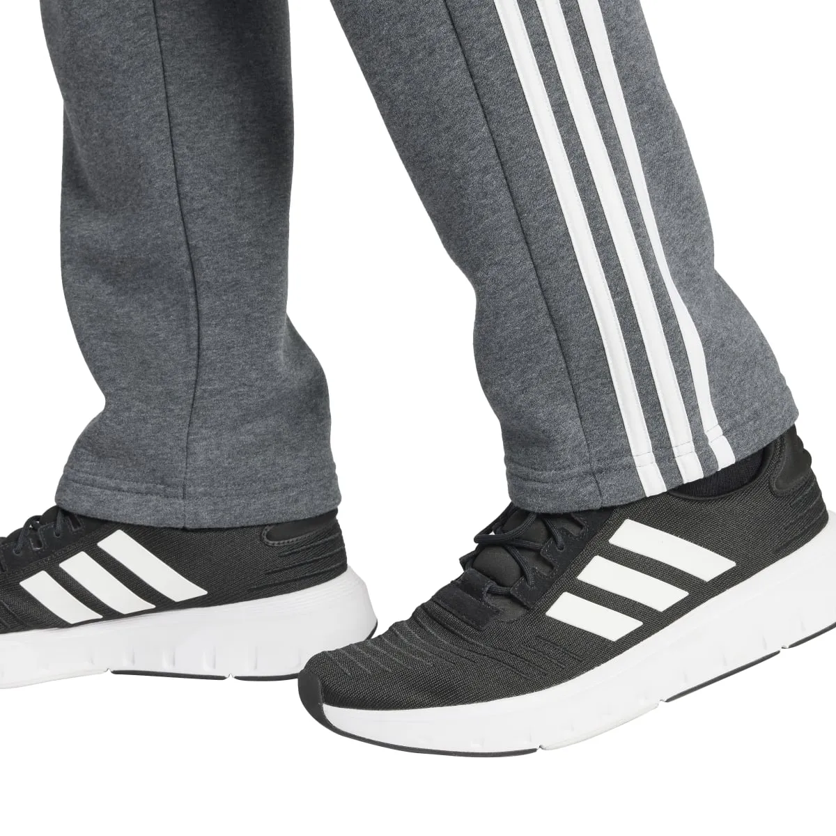 adidas Men's Essentials 3-Stripes Open Hem Fleece Joggers