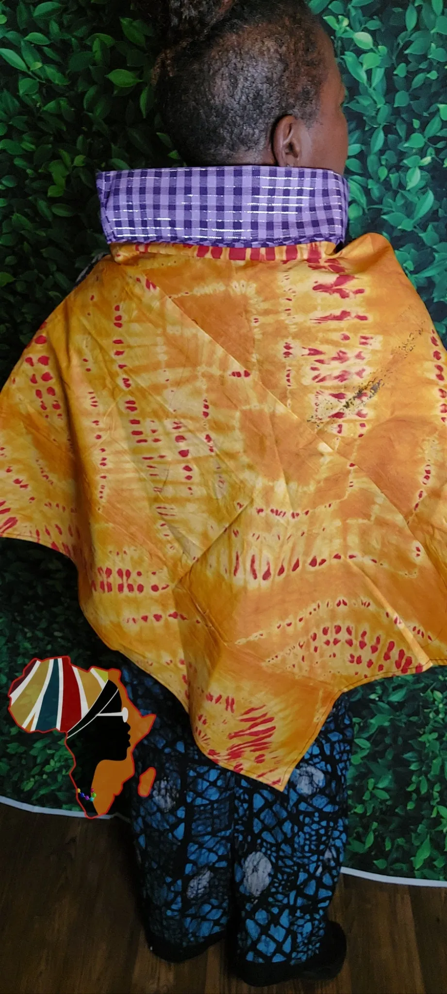 Adire Mixed Fabric Cape - SOLD