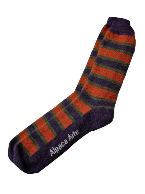 Alpaca Socks in Stripe Purple - Medium