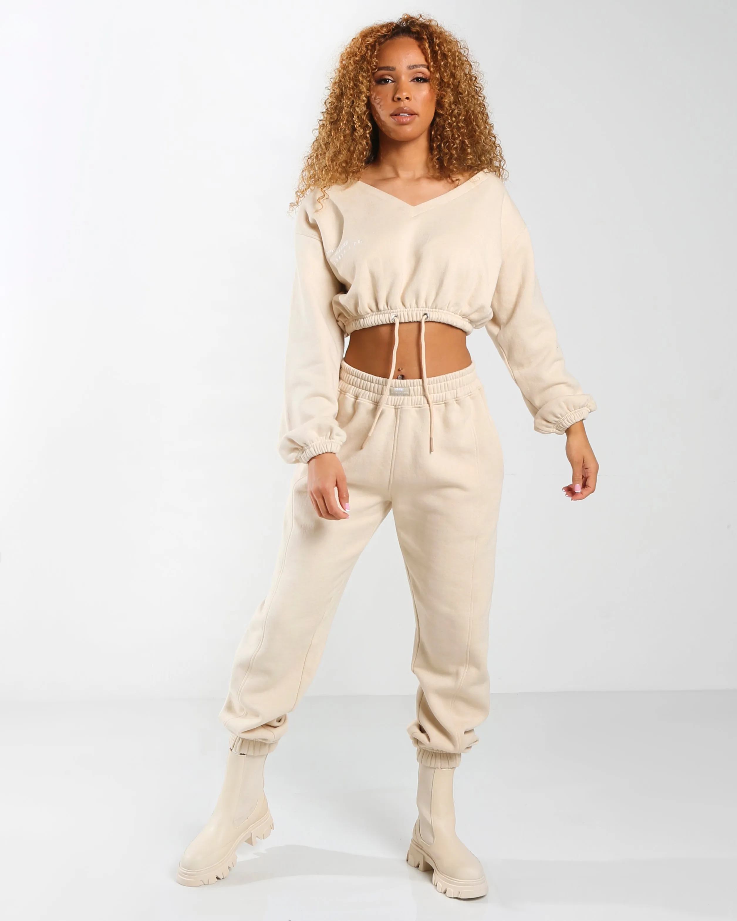 Amber x Public Desire oversized seam detail jogger in butter