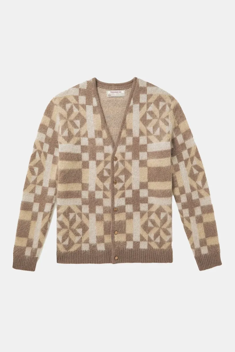 Anonymous Ism American Knit Quilt Cardigan (Multi Khaki)