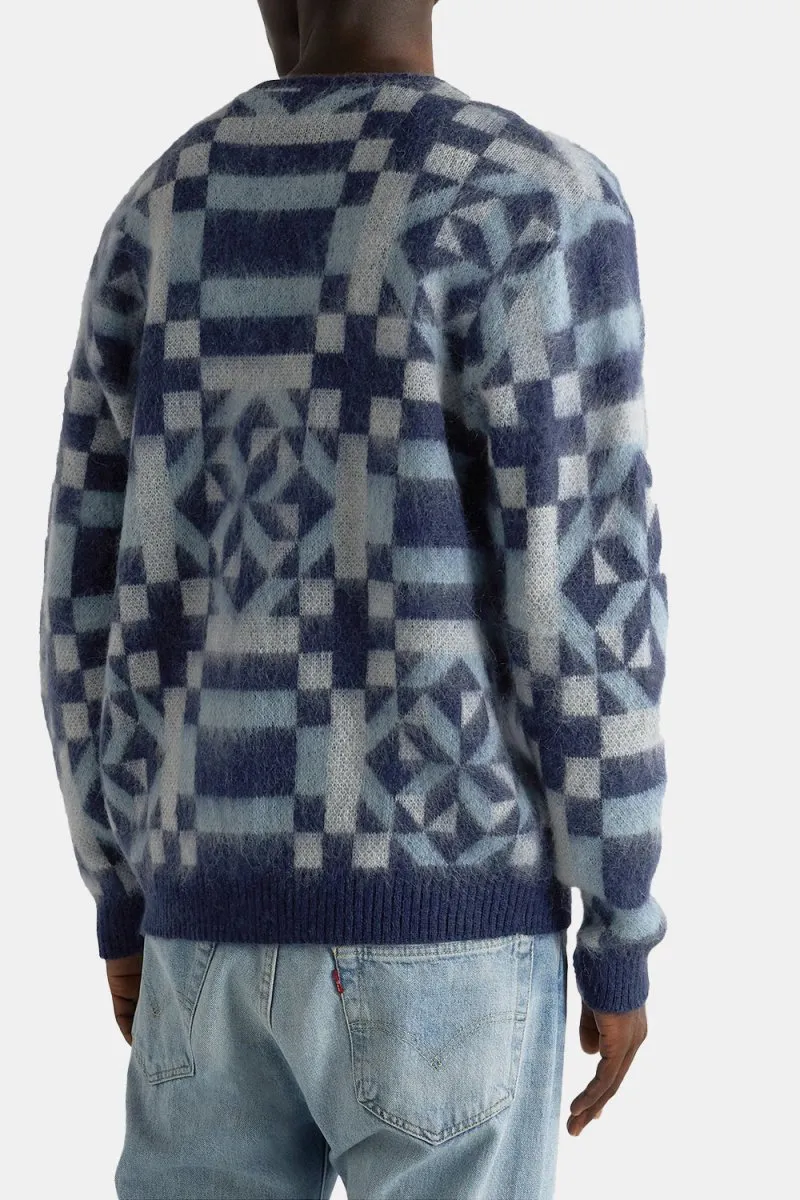 Anonymous Ism American Knit Quilt Cardigan (Shades Blue)