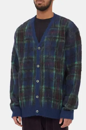 Anonymous Ism Check Mohair Knit Cardigan (Navy/Green)