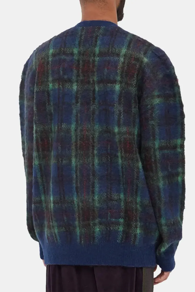 Anonymous Ism Check Mohair Knit Cardigan (Navy/Green)