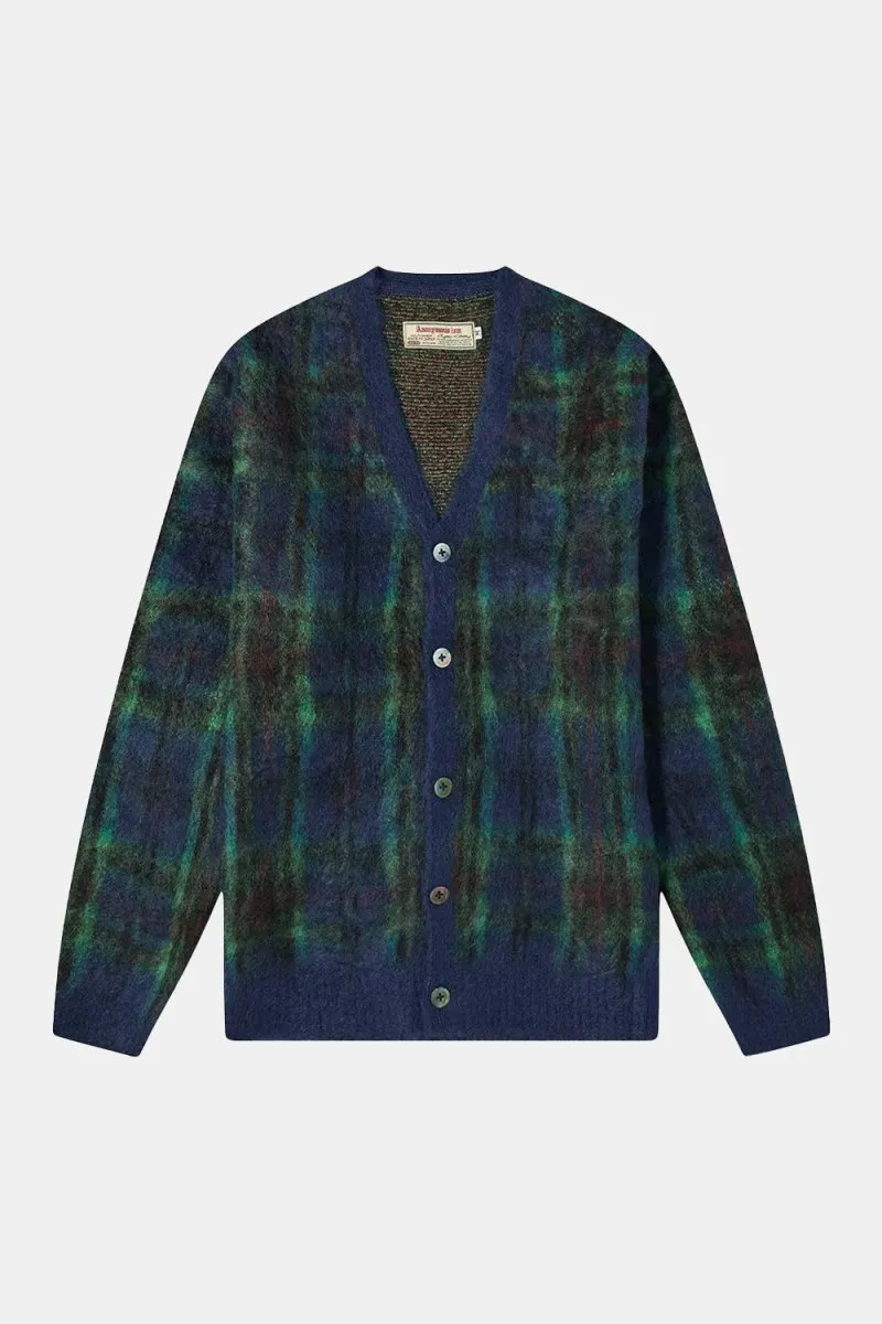 Anonymous Ism Check Mohair Knit Cardigan (Navy/Green)