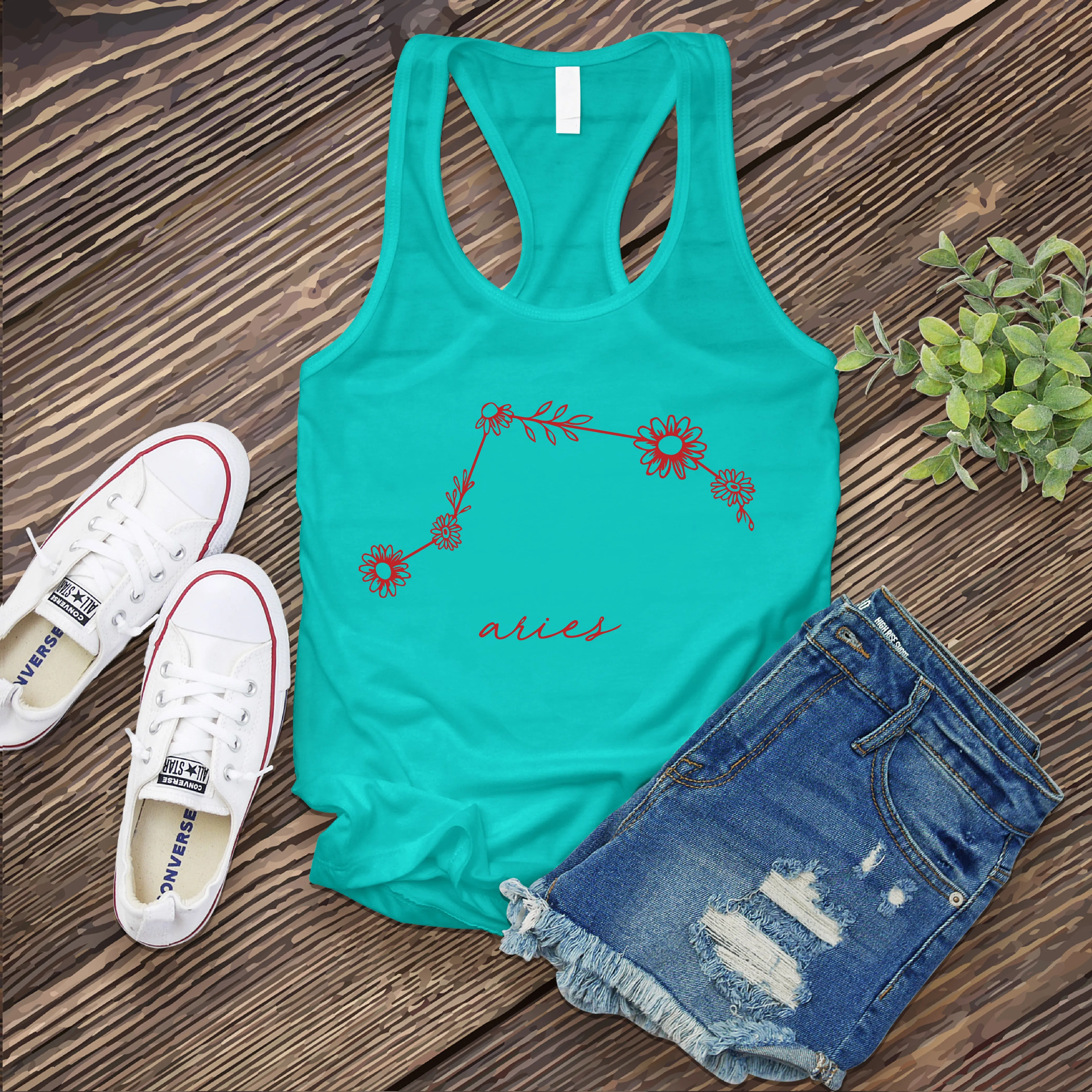 Aries Floral Constellation Women's Tank Top