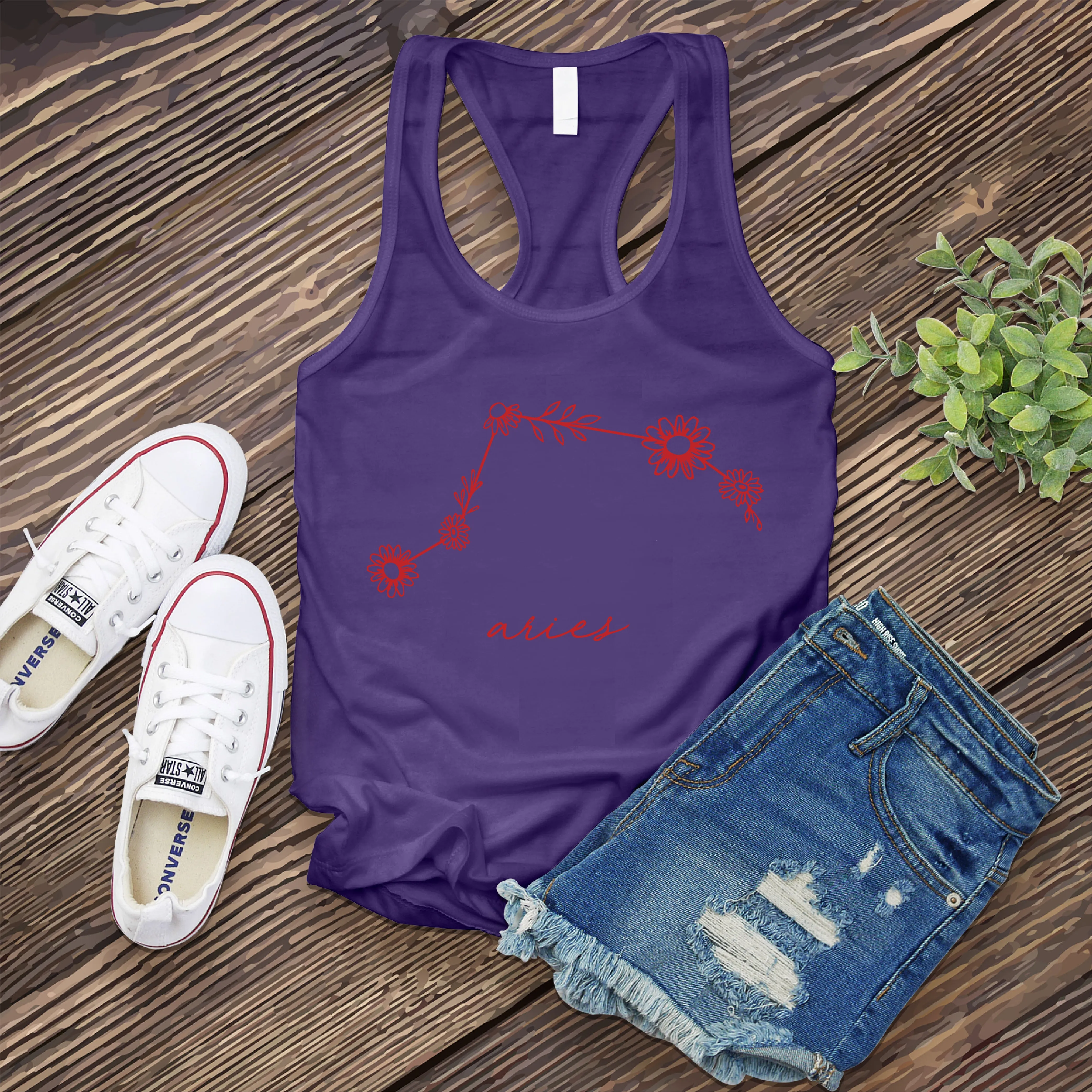 Aries Floral Constellation Women's Tank Top