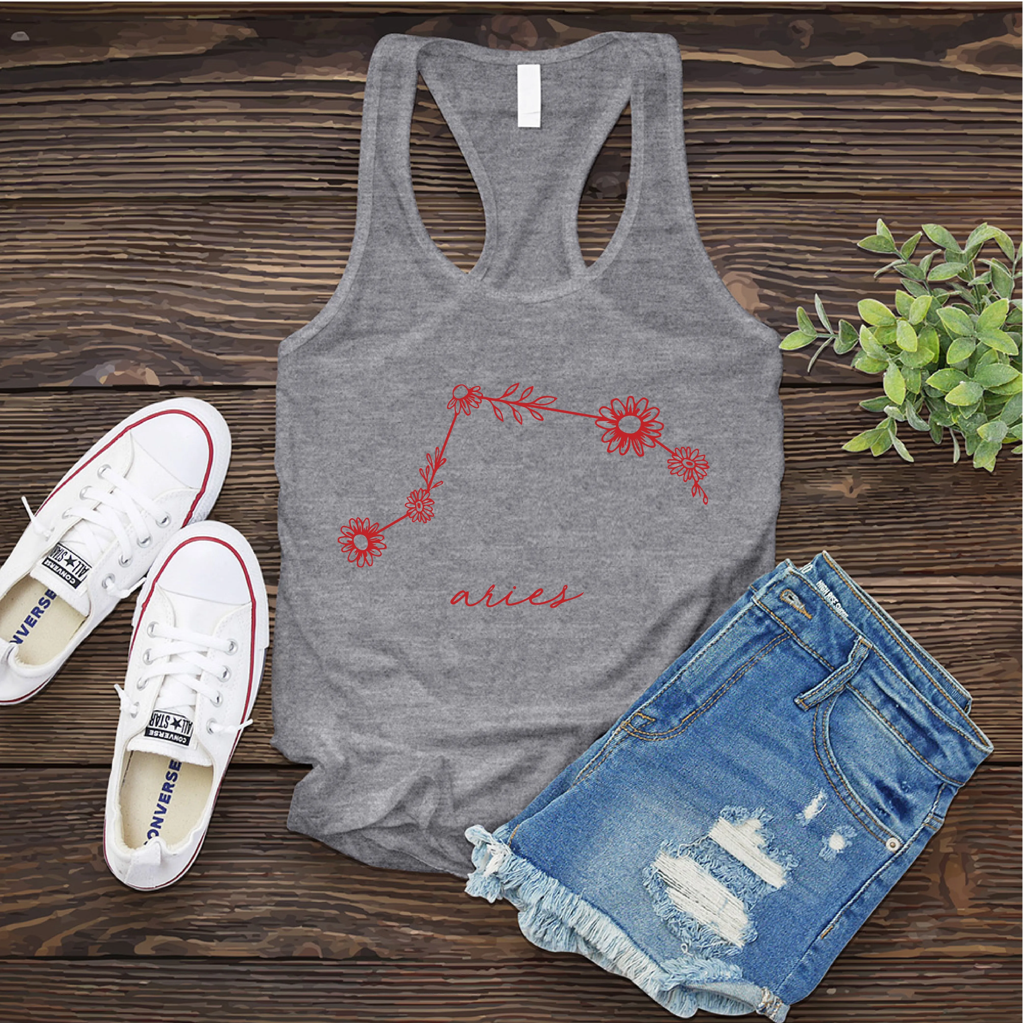 Aries Floral Constellation Women's Tank Top