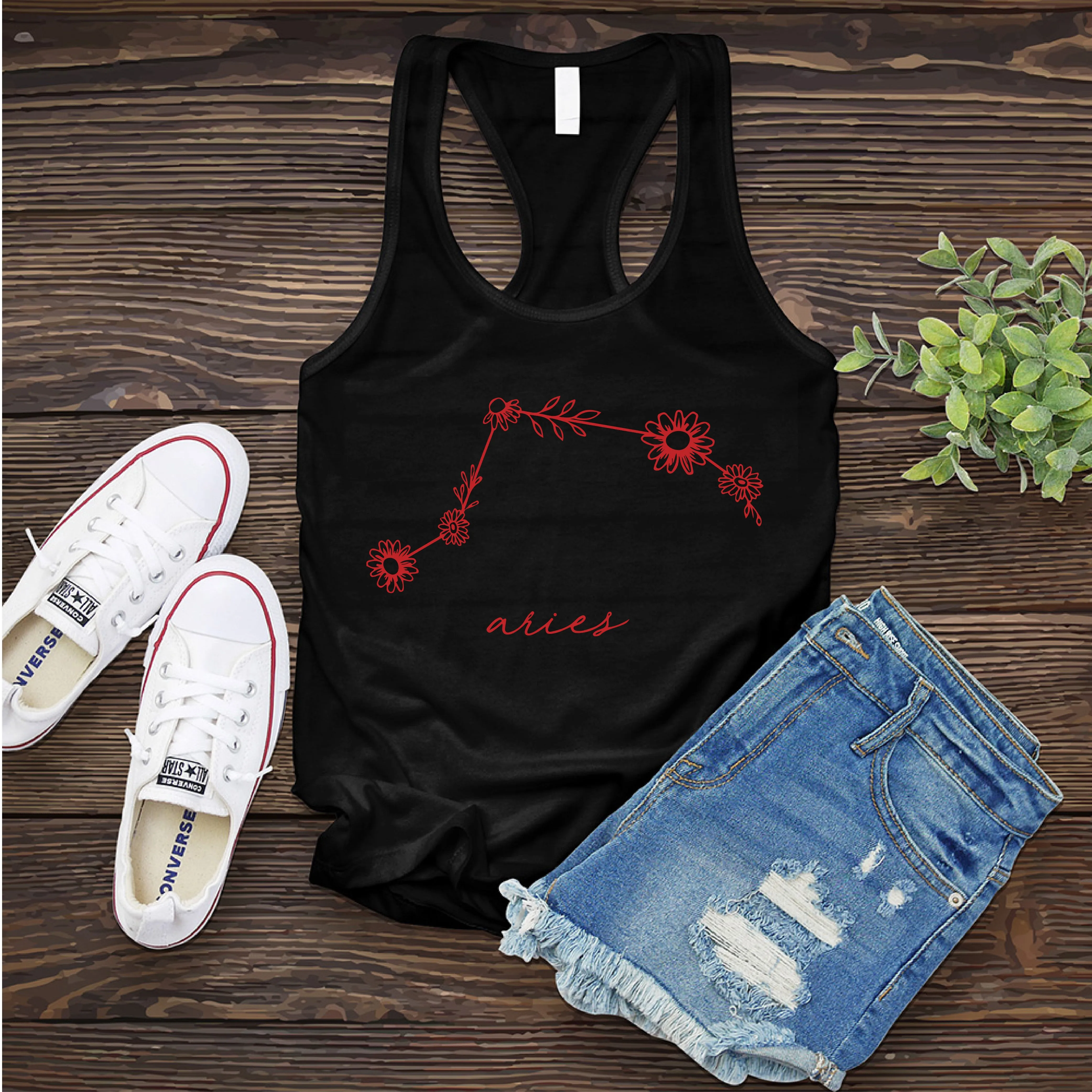 Aries Floral Constellation Women's Tank Top