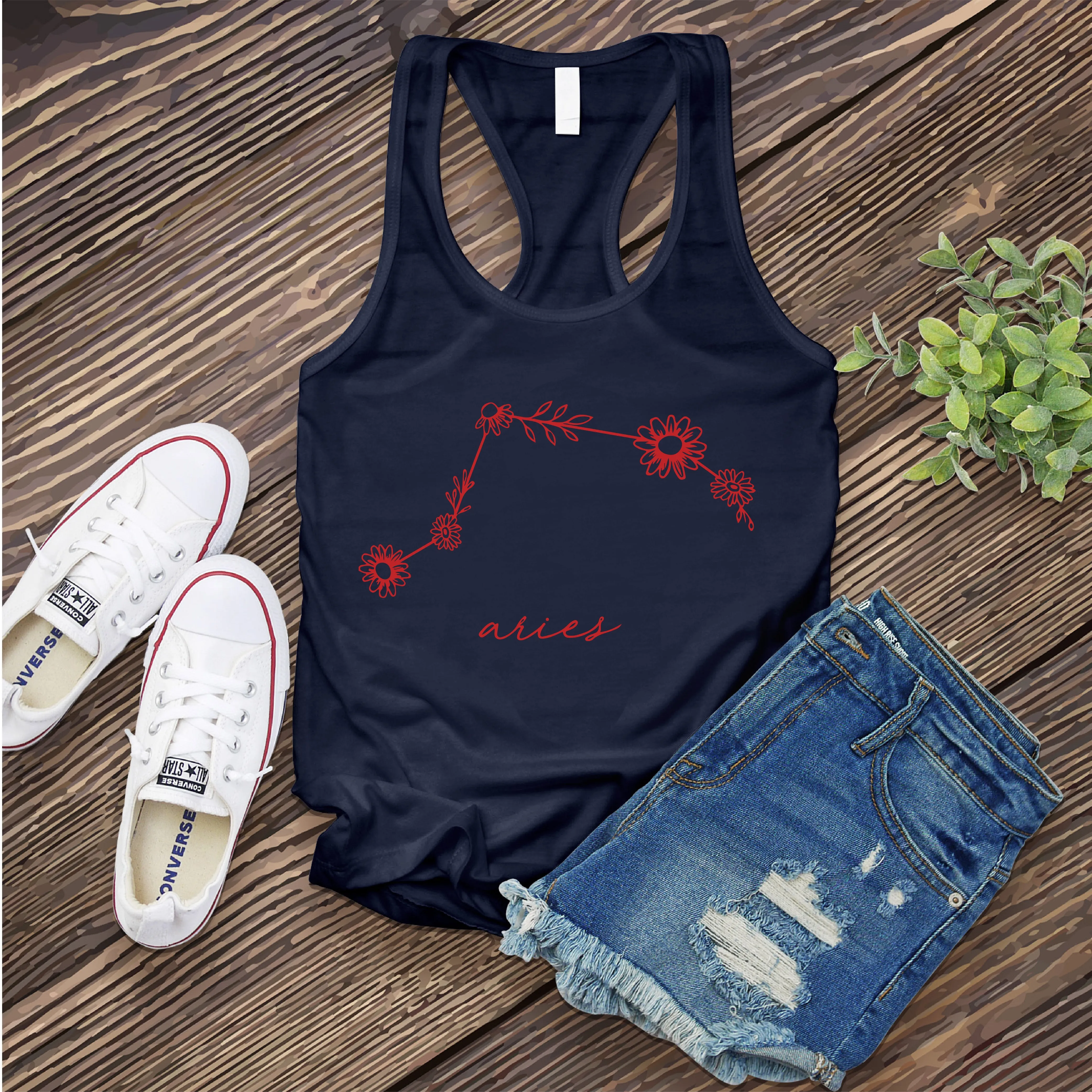 Aries Floral Constellation Women's Tank Top