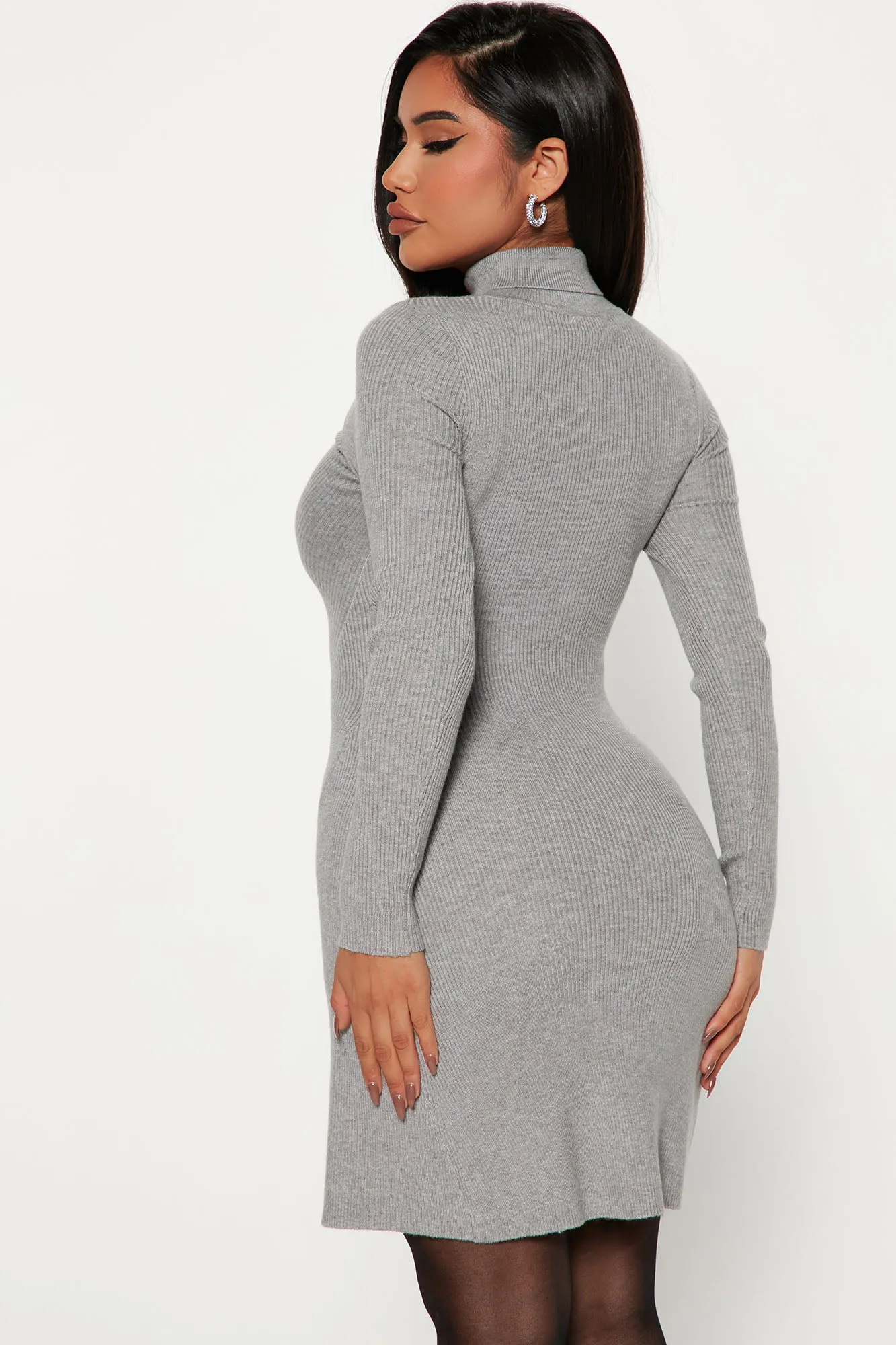 Arissa Sweater Mini Dress - Heather Grey