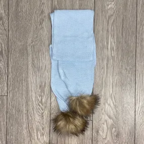 AW22 Meia Pata Baby Blue Faux Fur Pom Pom Scarf