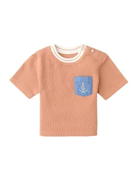 BABY BOYS ANCHOR EMBROIDERED WAFFLE TEE