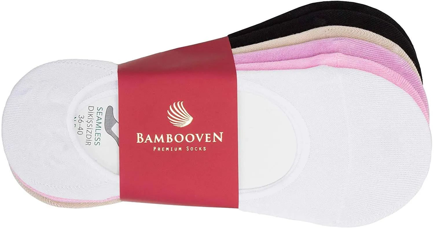 Bambooven Women's Bamboo Premium No Show Invisible Socks 6 Pairs-612