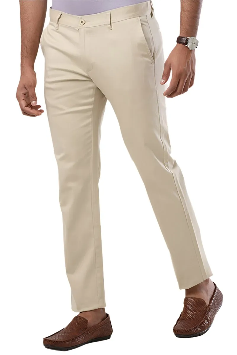 Basic Chino - Cream Trouser For Men | Ariser