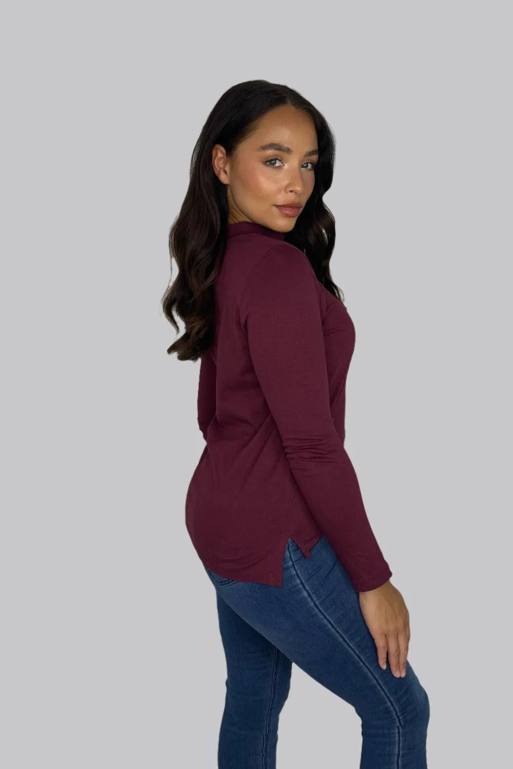 Basic Long Sleeve Cotton Turtleneck Top