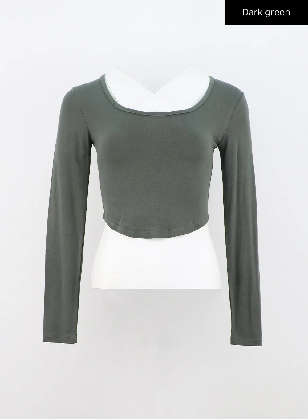 Basic U-Neck Long Sleeve Crop Tee CN303