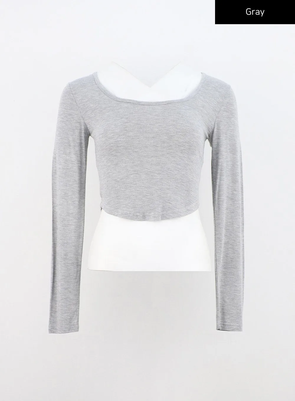 Basic U-Neck Long Sleeve Crop Tee CN303