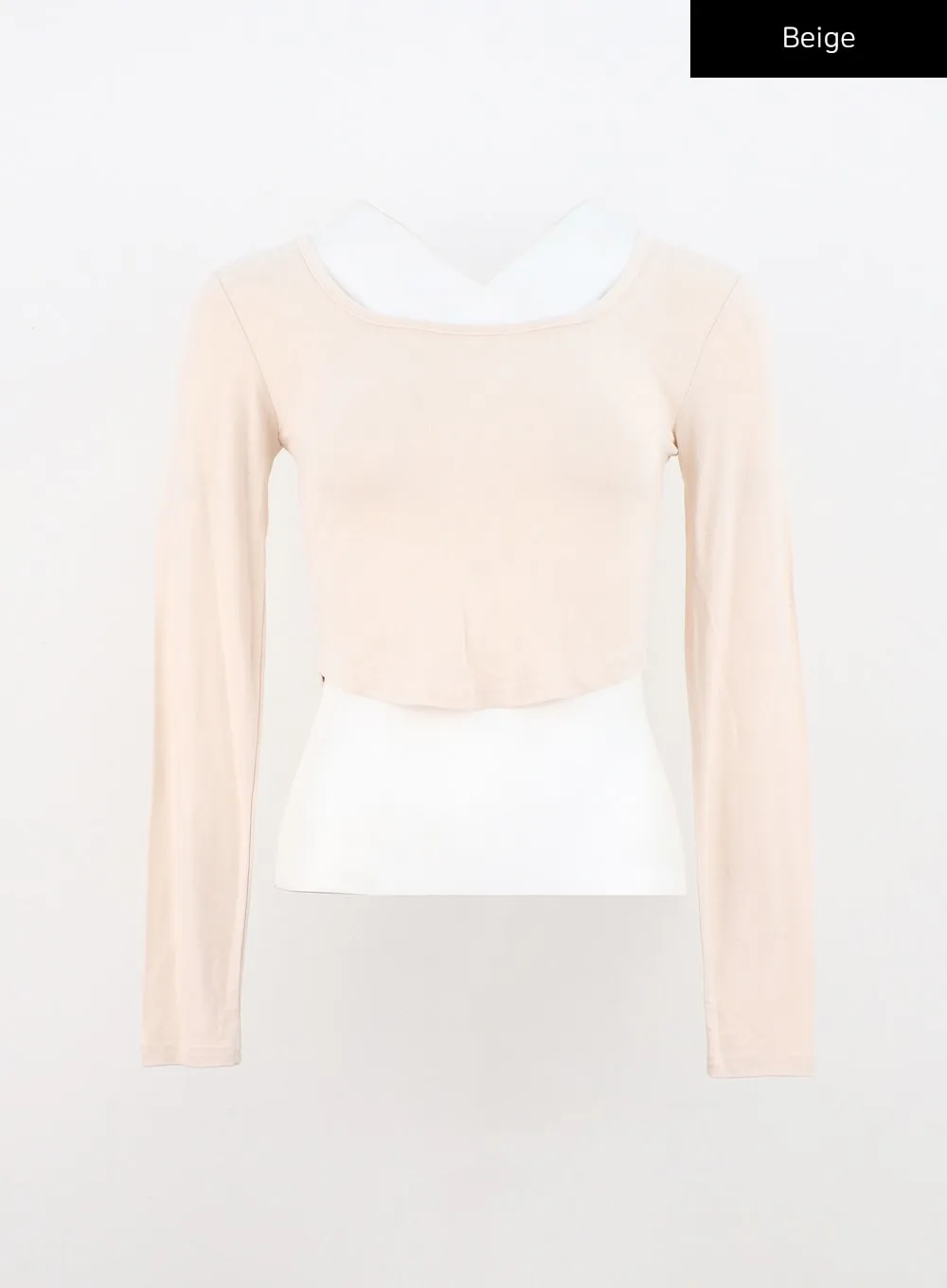 Basic U-Neck Long Sleeve Crop Tee CN303