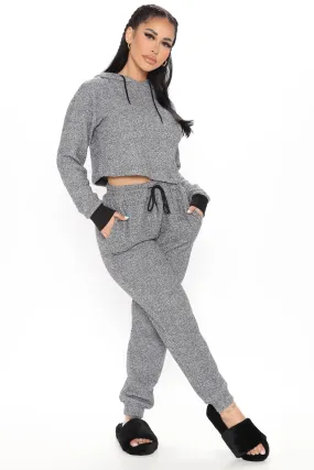 Be Right There Hoodie And Jogger Set - Grey