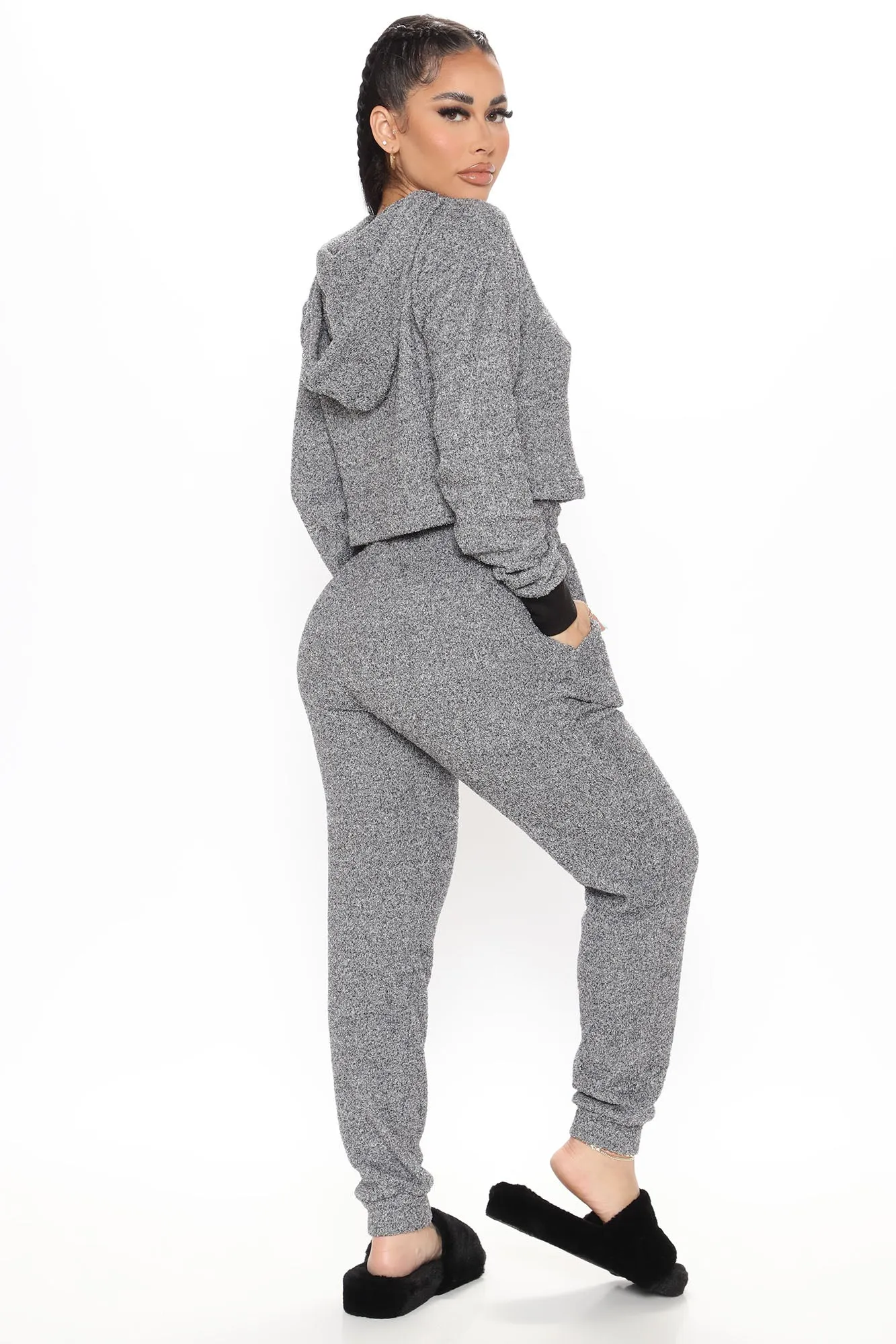 Be Right There Hoodie And Jogger Set - Grey