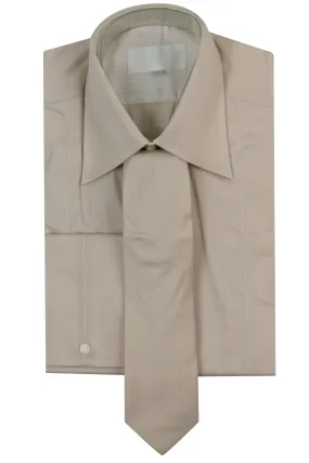 Beige Classic Forward Point Collar Shirt