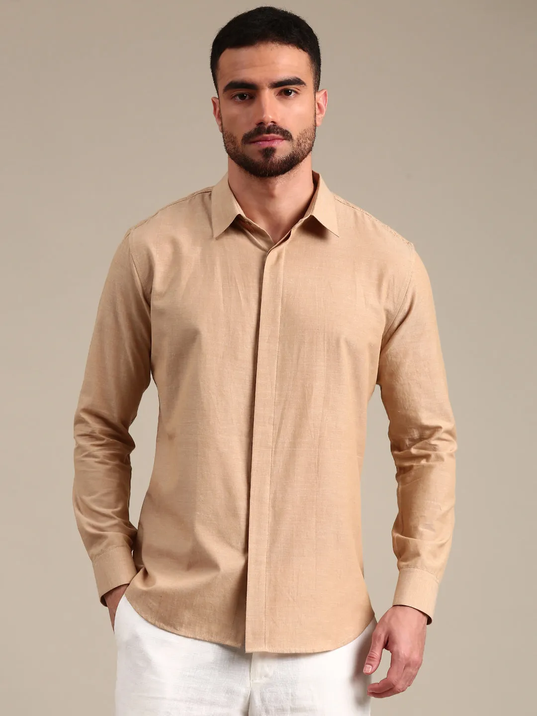 Beige Cotton Shirt - MM0888