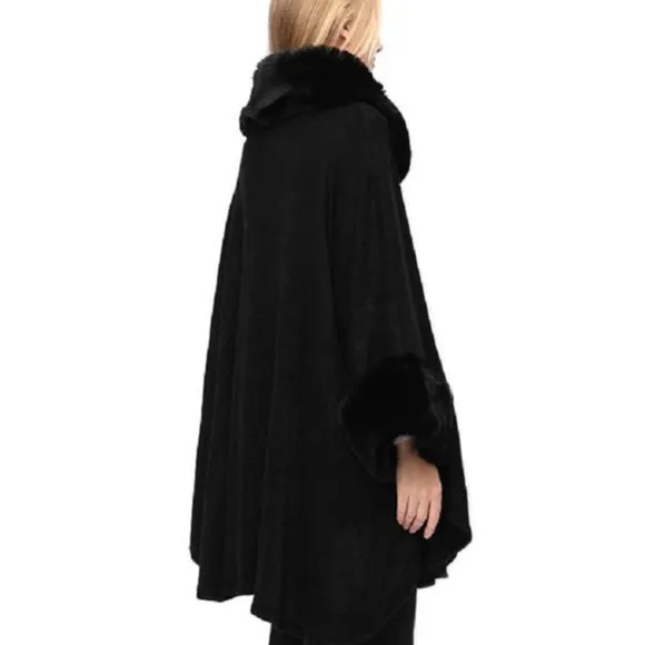 Black DEIA Wool Blend Cape Free Size