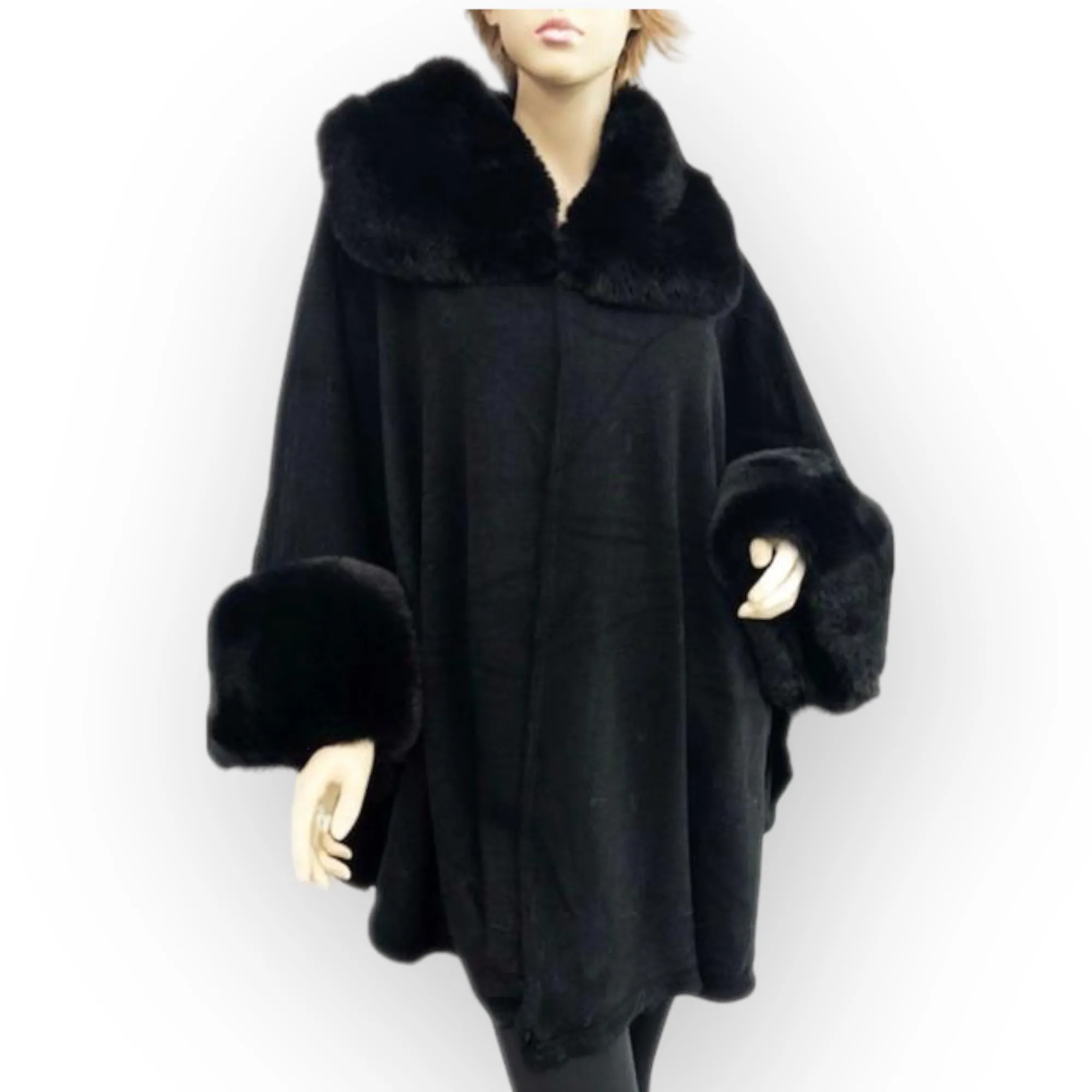 Black DEIA Wool Blend Cape Free Size