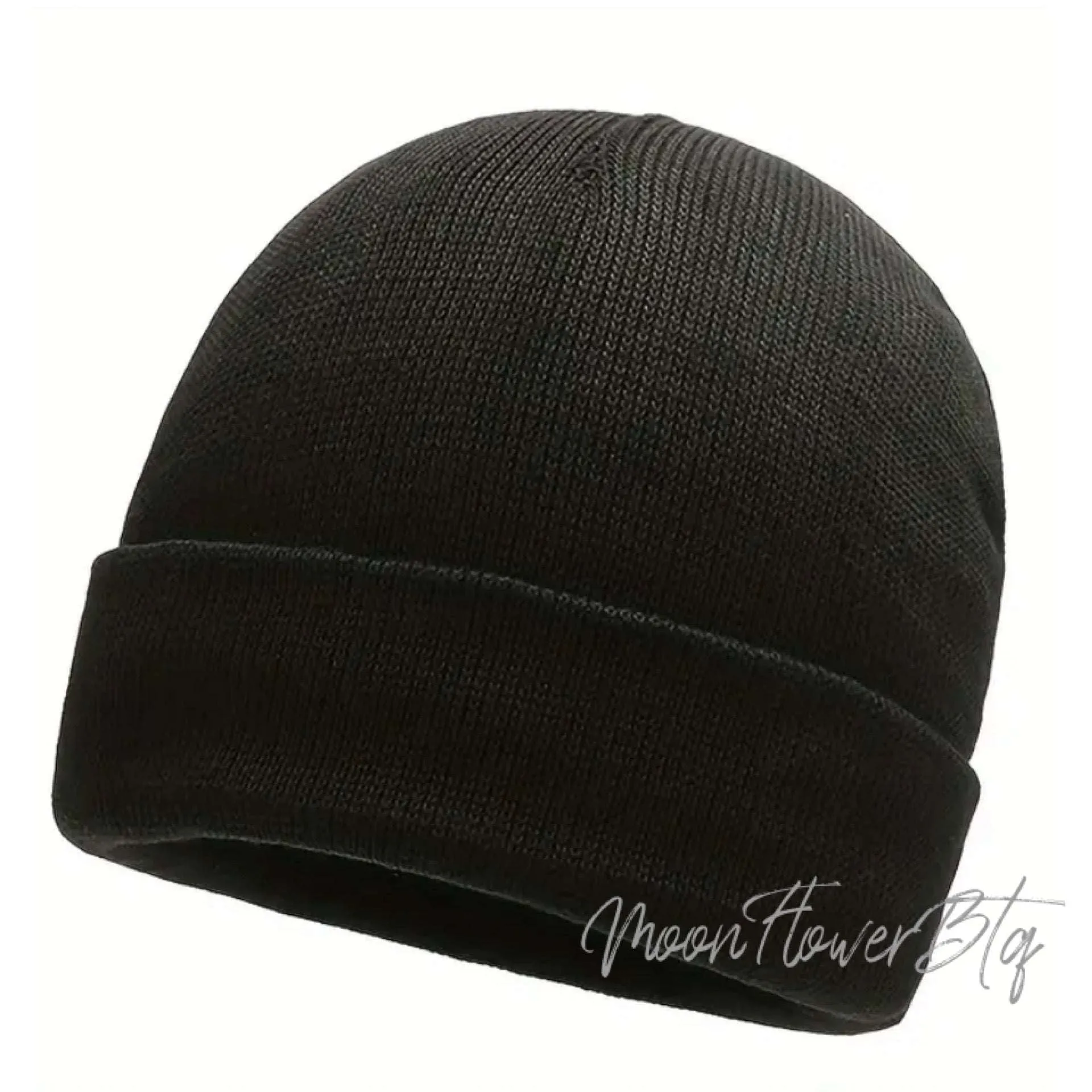 Black Fleece-Lined Knit Beanie