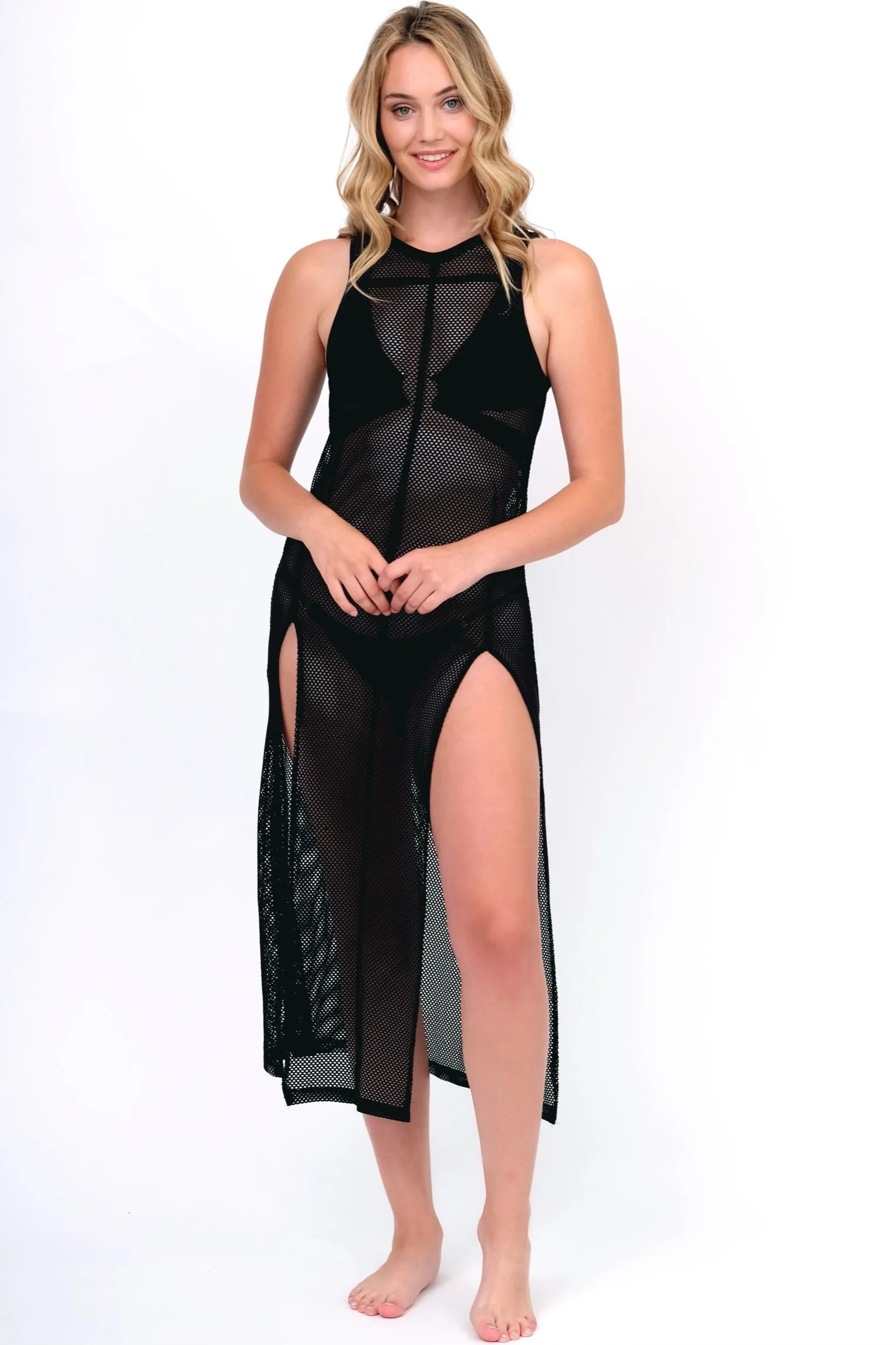 Black Mesh Tunic with Double Split