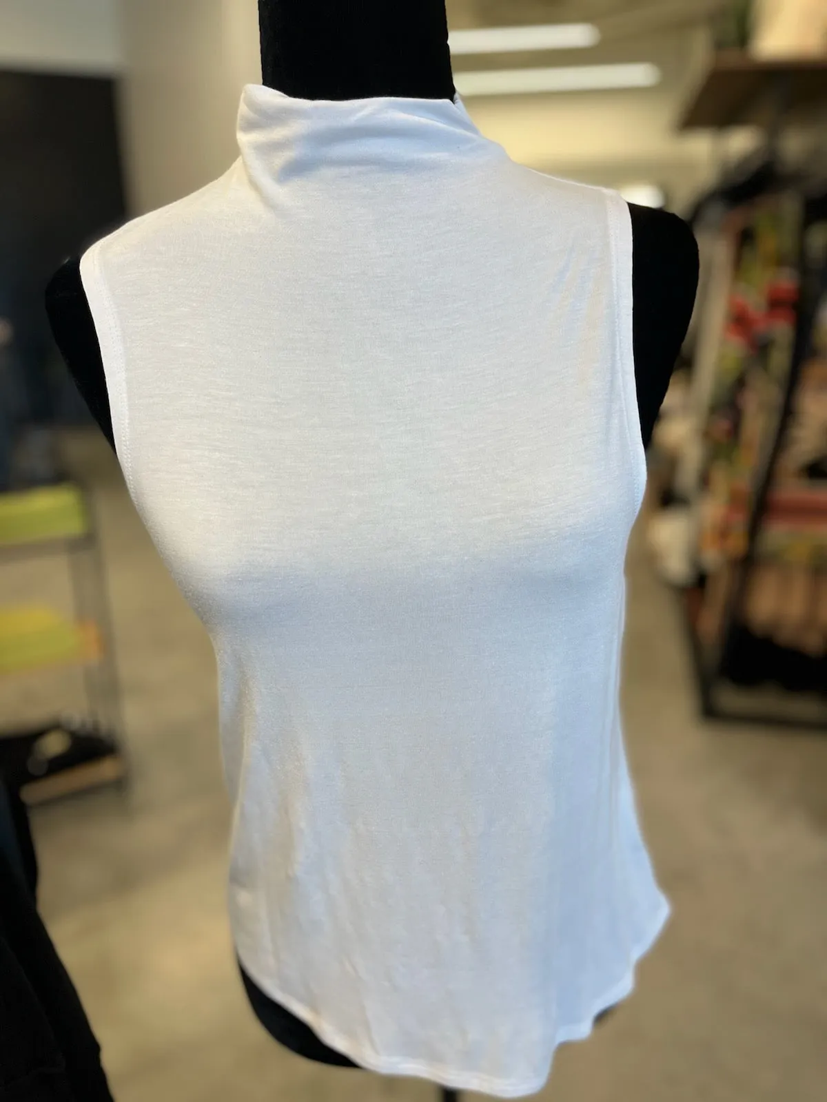 Black Tape White Soft Mock Neck Knit Top