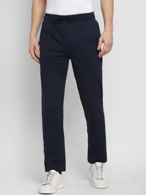 Blue Melange Slim Fit Terry Track Pants For Men