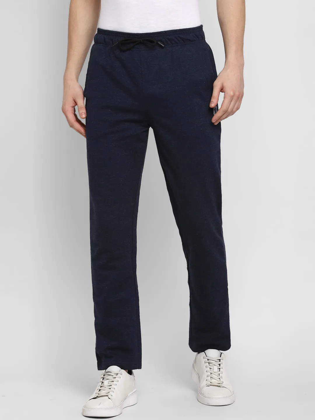 Blue Melange Slim Fit Terry Track Pants For Men