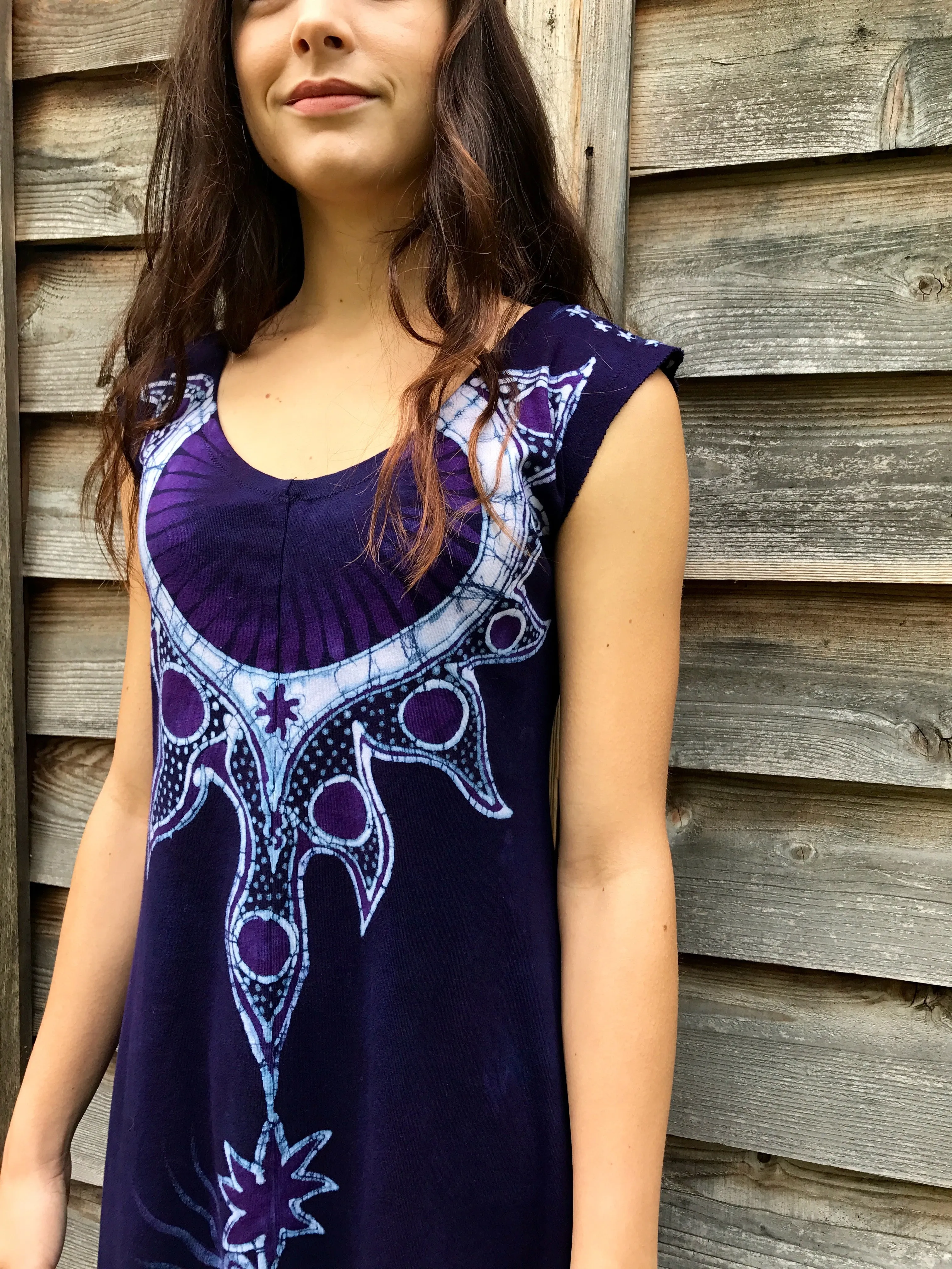 Blue Mountain Sun Batikwalla Handmade Batik Dress in Organic Cotton - Imperfect