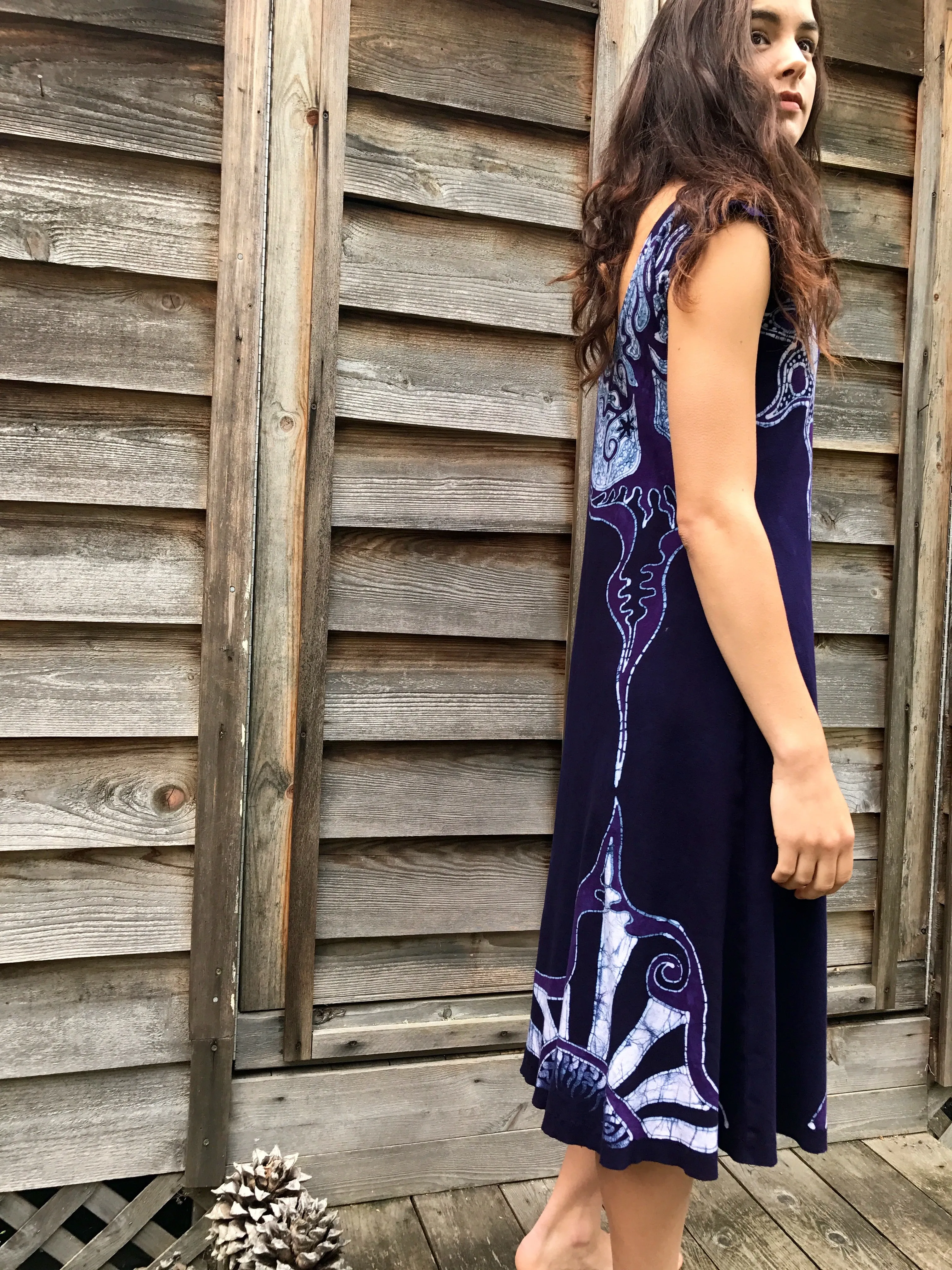 Blue Mountain Sun Batikwalla Handmade Batik Dress in Organic Cotton - Imperfect