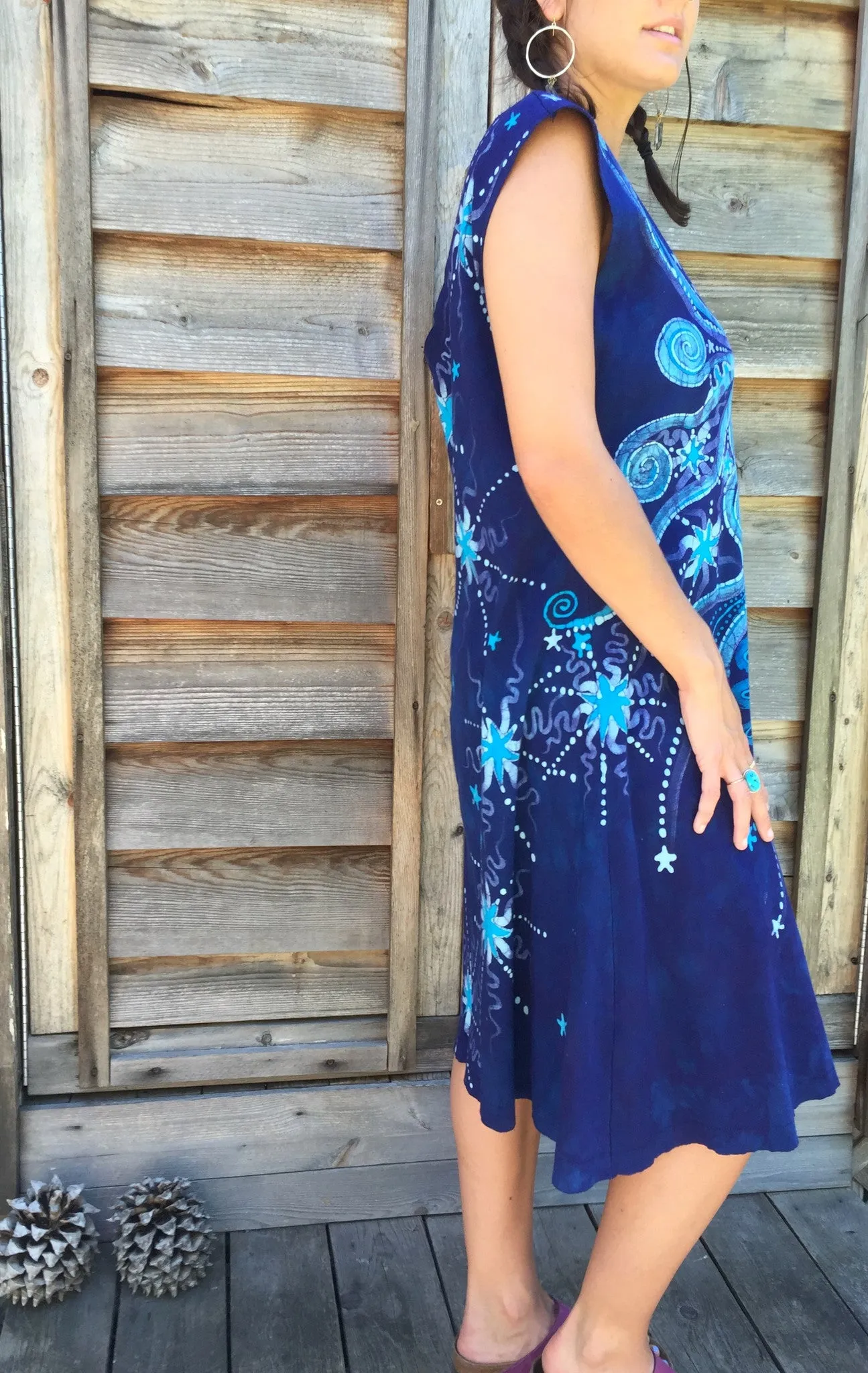 Blue Nebula Organic Cotton Batik Dress