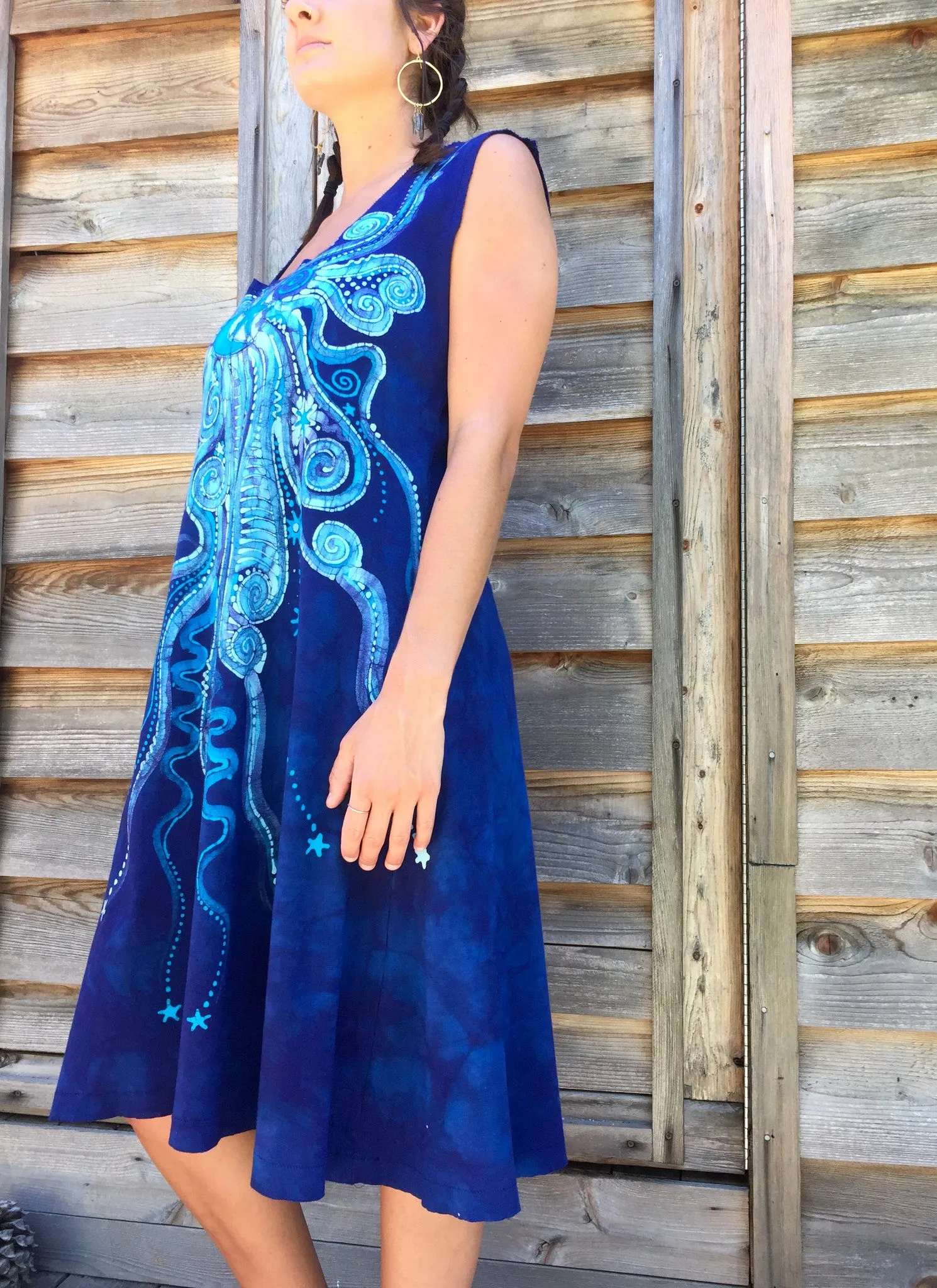 Blue Nebula Organic Cotton Batik Dress