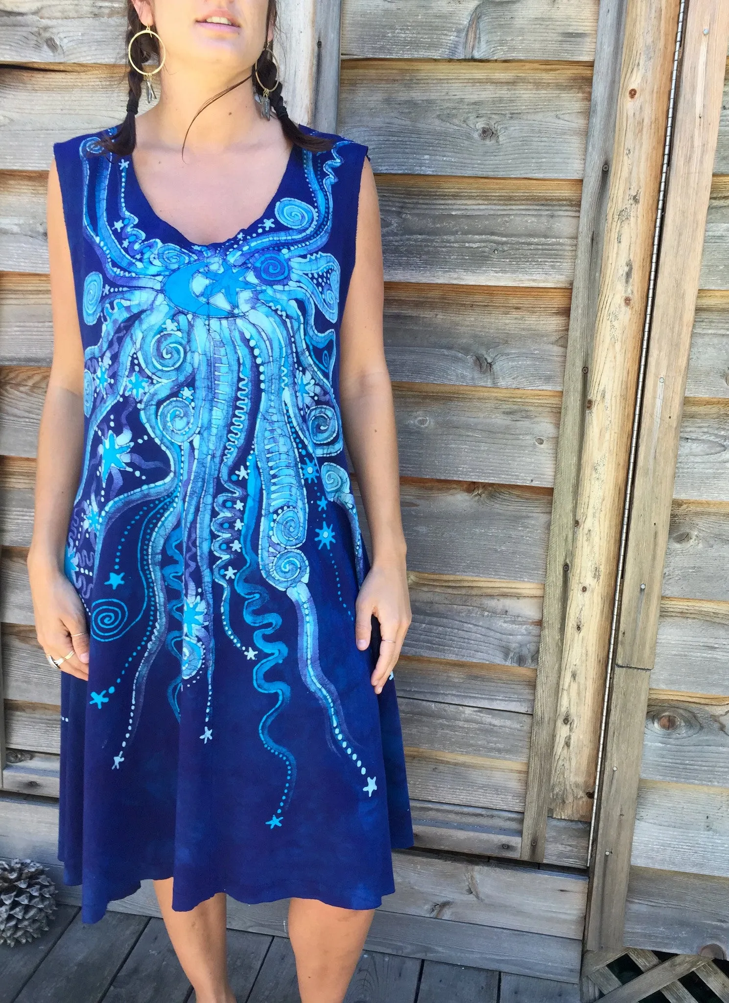 Blue Nebula Organic Cotton Batik Dress