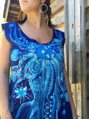 Blue Nebula Organic Cotton Batik Dress