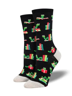 Bookworm Women's Crew Socks Black