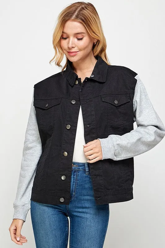 Boyfriend Denim Jacket With Detachable Hood