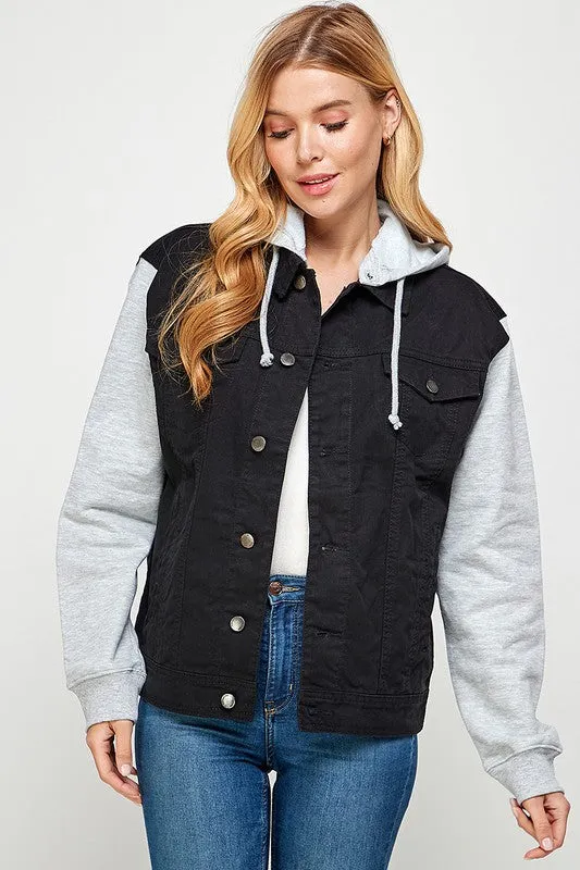 Boyfriend Denim Jacket With Detachable Hood