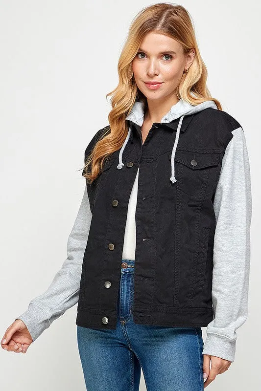 Boyfriend Denim Jacket With Detachable Hood